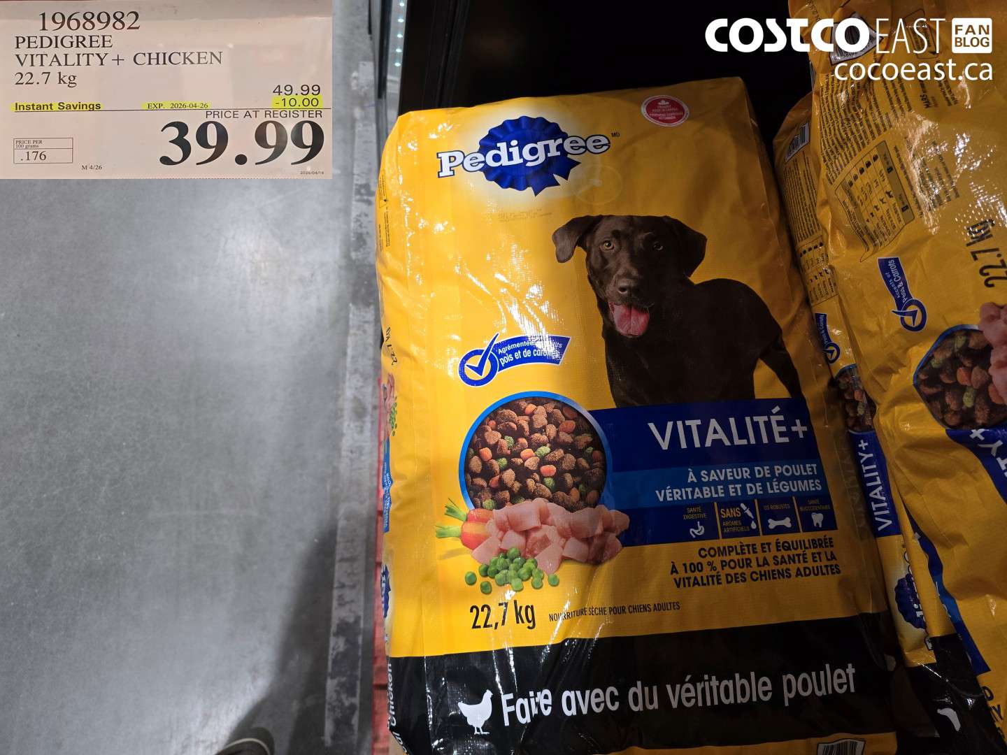 1968982
PEDIGREE VITALITY + CHICKEN 22.7 KG
($10.00 INSTANT SAVINGS EXPIRES ON 2026-04-26)
$39.99