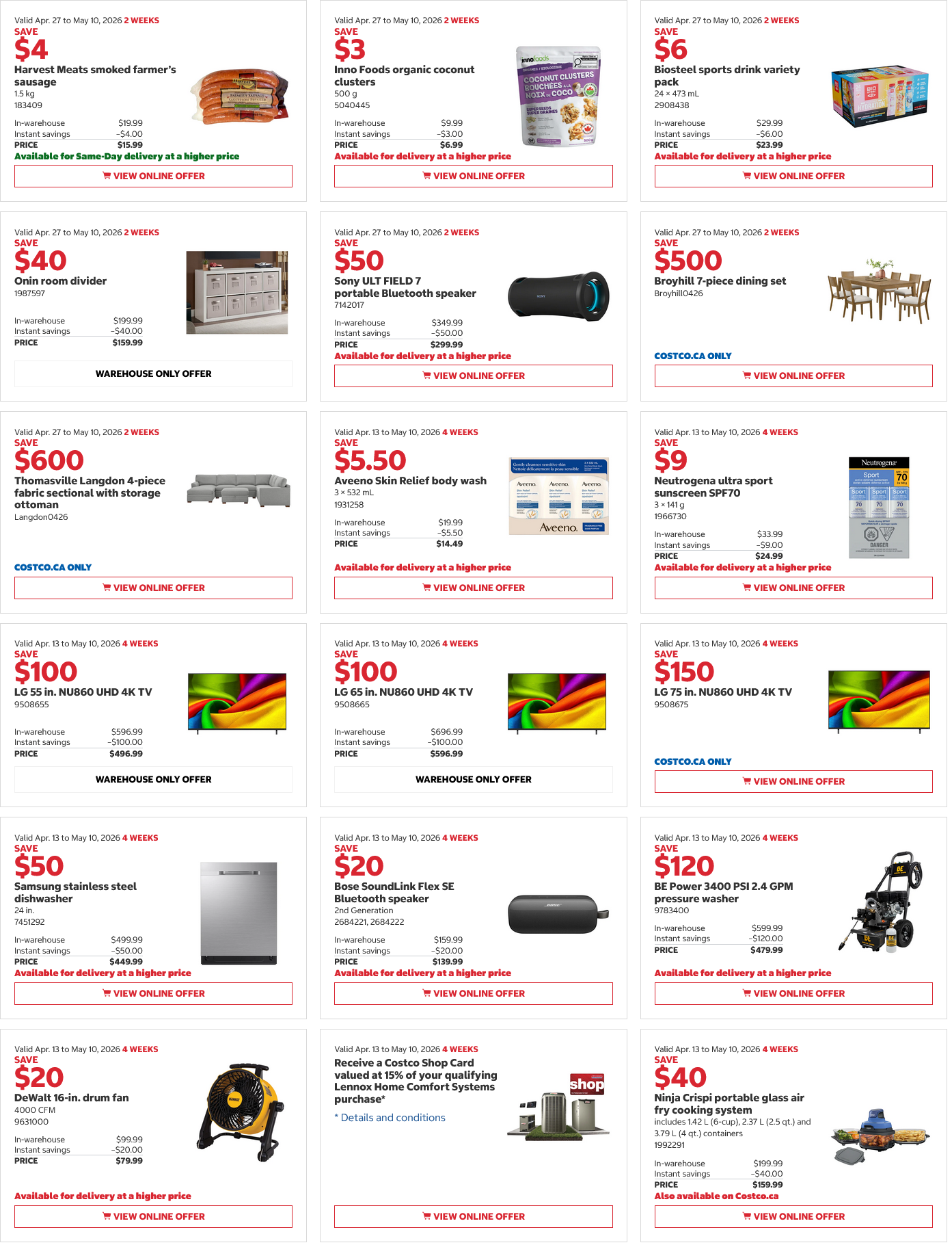 Costco flyer sales