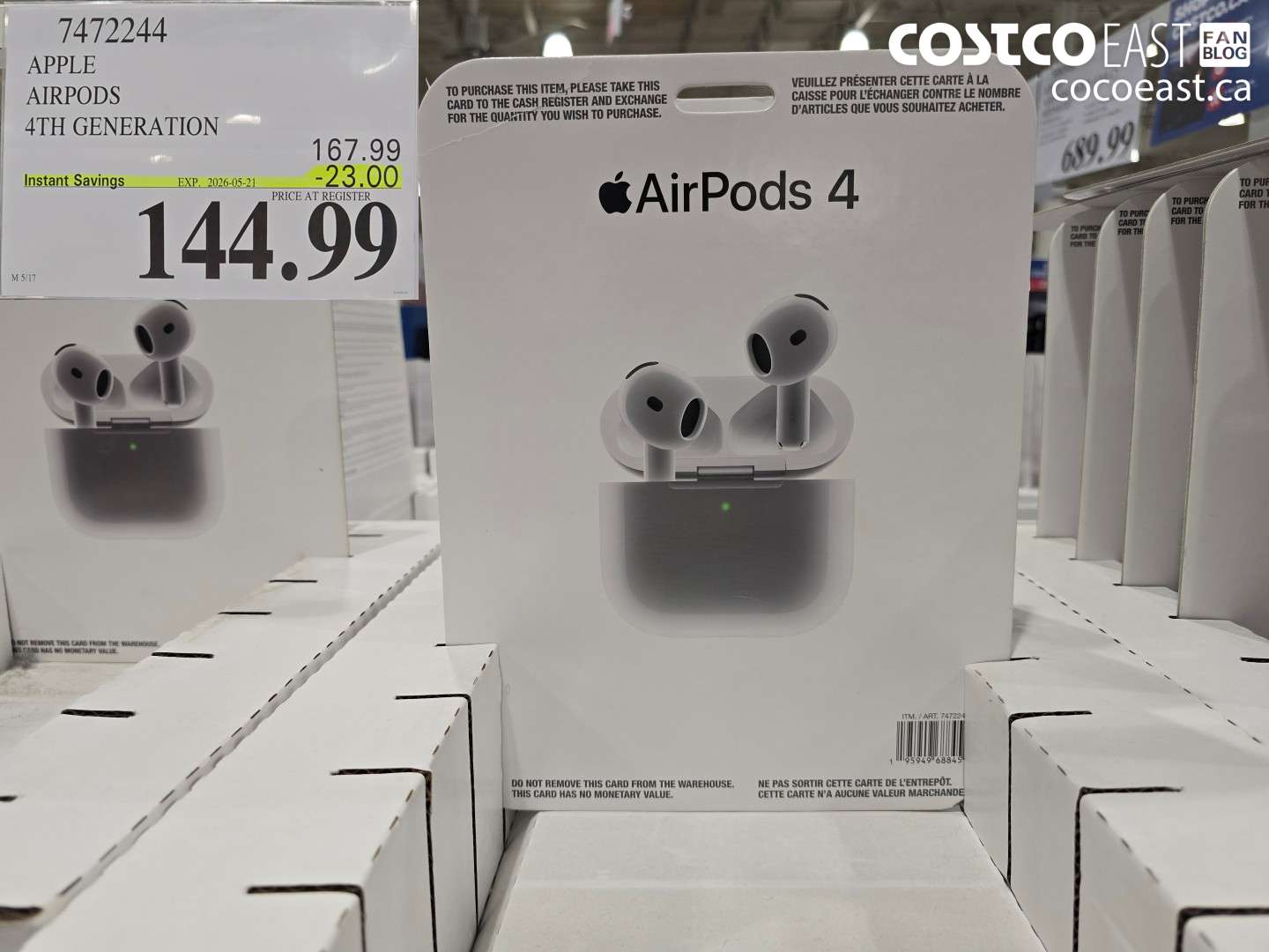 7472244 APPLE AIRPODS 4TH GENERATION ($23.00 INSTANT SAVINGS EXPIRES ON 2026-05-21) $144.99