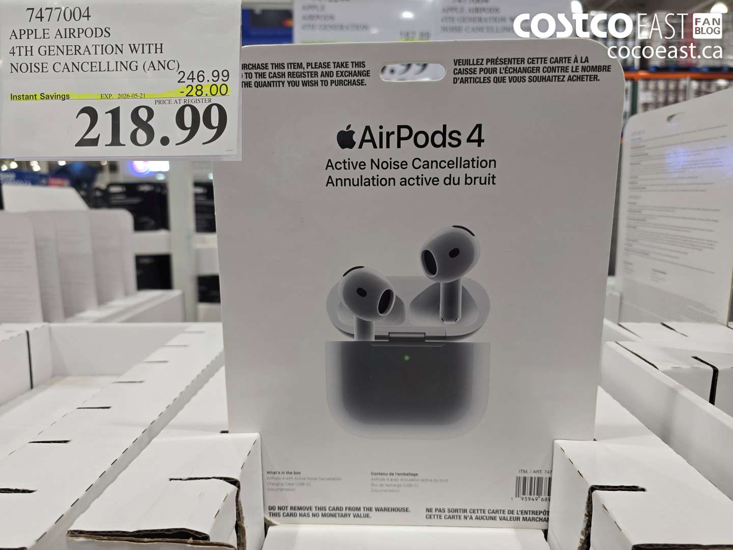 7477004 APPLE AIRPODS 4TH GENERATION WITH NOISE CANCELLING (ANC) ($28.00 INSTANT SAVINGS EXPIRES ON 2026-05-21) $218.99