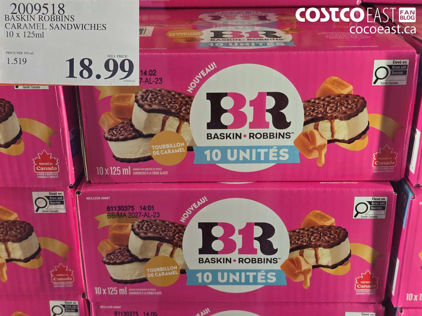 BASKIN ROBBINS CARAMEL SANDWICHES 10 X 125ML
