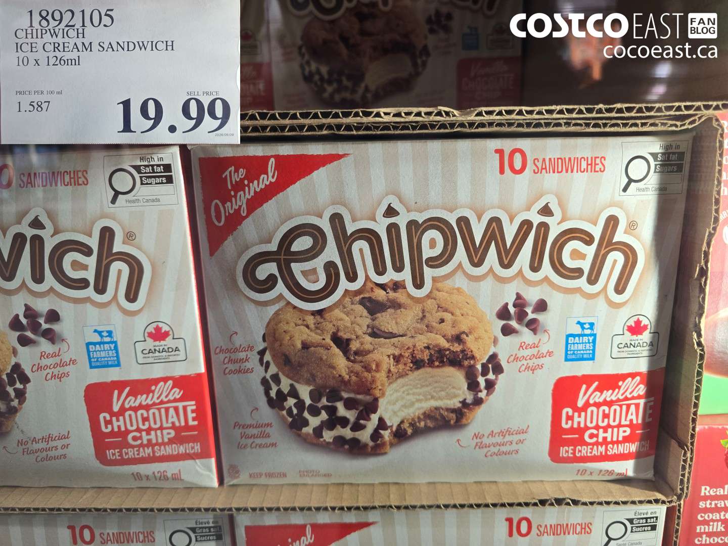 CHIPWICH ICE CREAM SANDWICH 10 X 126ML
