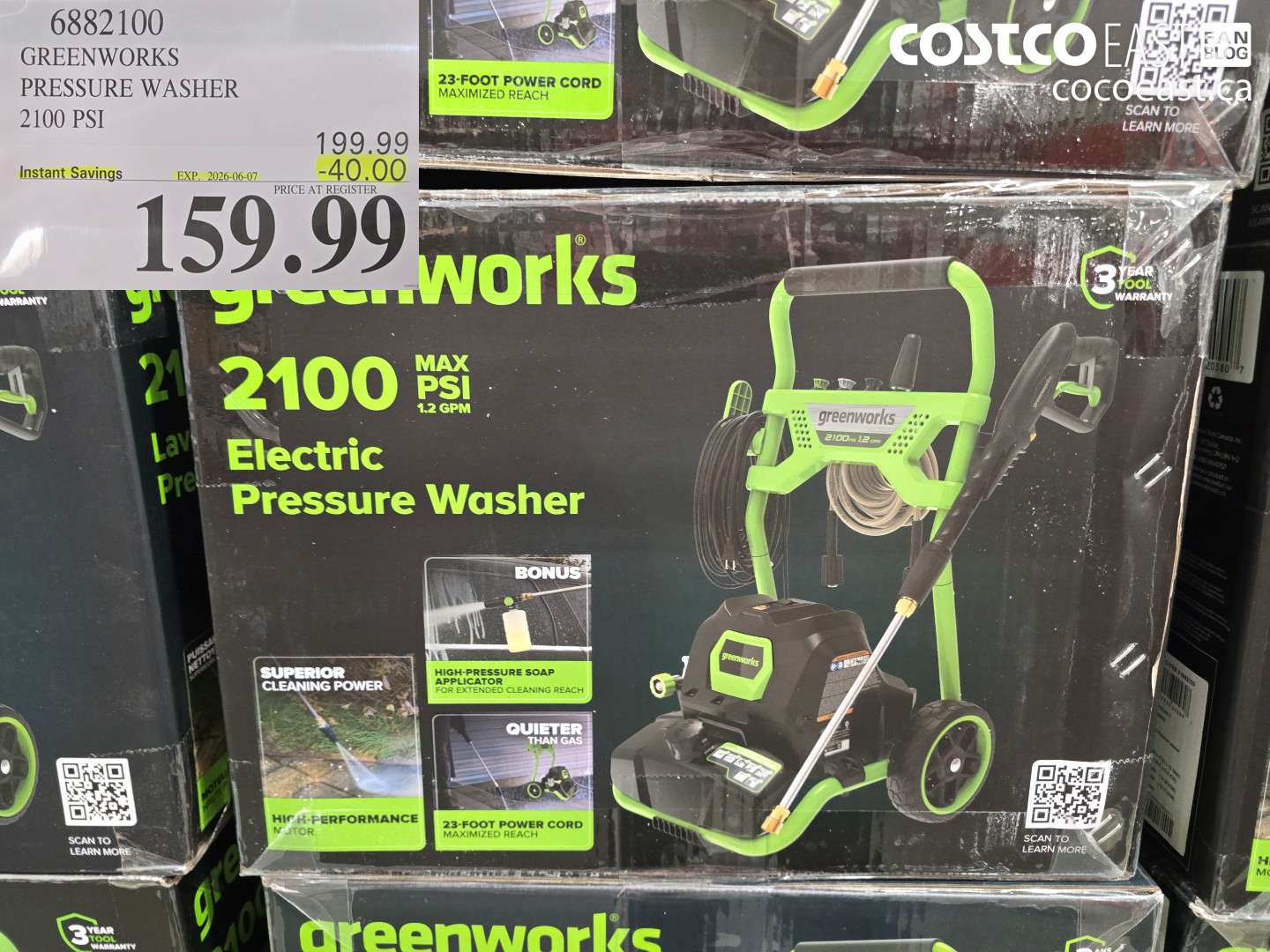 GREENWORKS PRESSURE WASHER 2100 PSI
