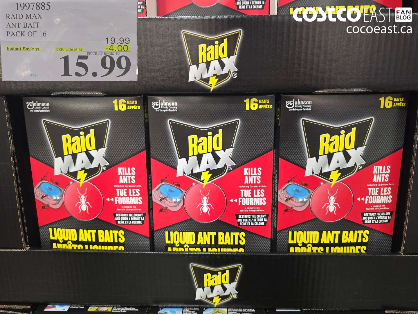 1997885 RAID MAX ANT BAIT PACK OF 16 ($4.00 INSTANT SAVINGS EXPIRES ON 2026-05-24) $15.99