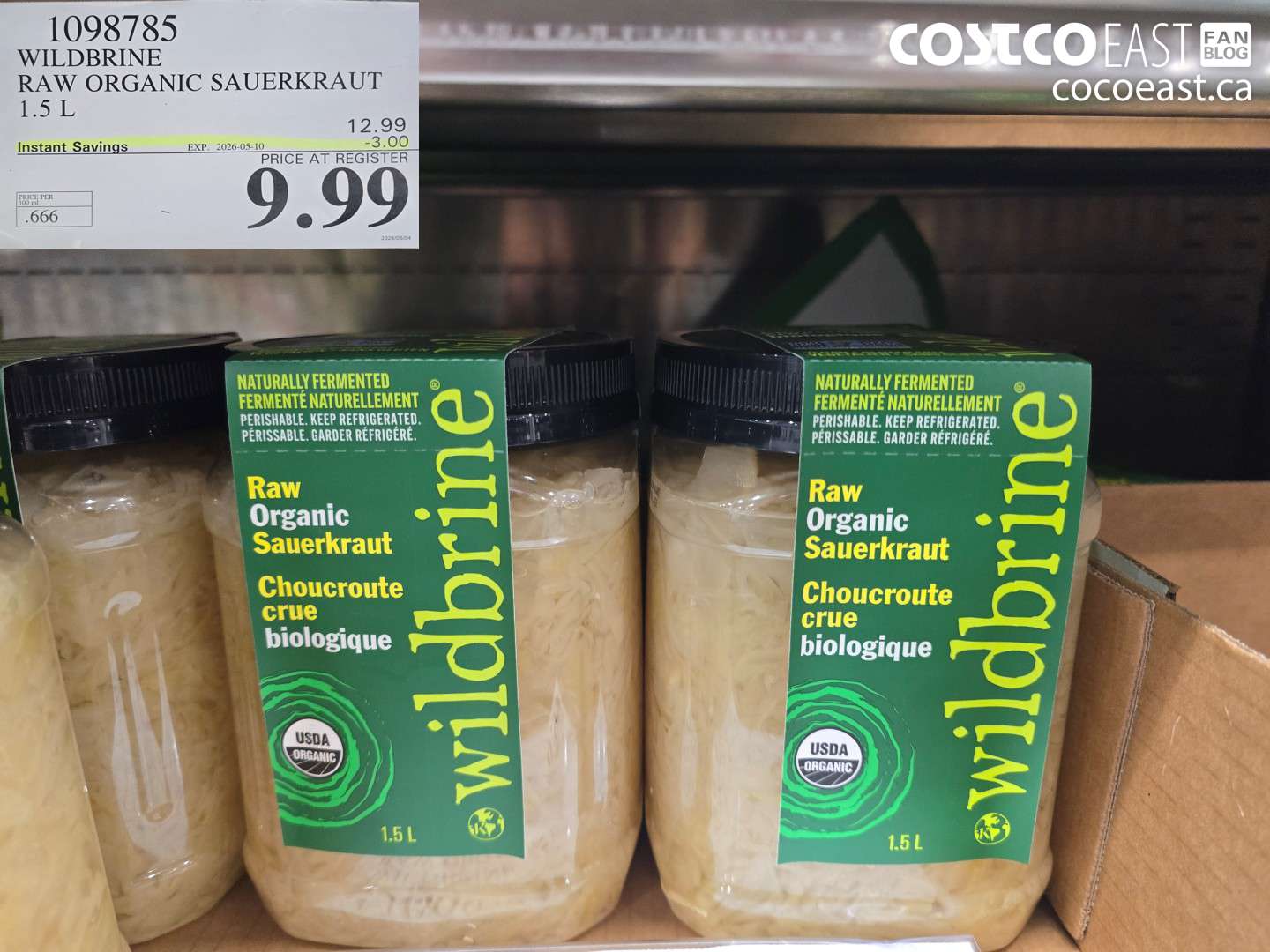 1098785 WILDBRINE RAW ORGANIC SAUERKRAUT 1.5 L ($3.00 INSTANT SAVINGS EXPIRES ON 2026-05-10) $9.99