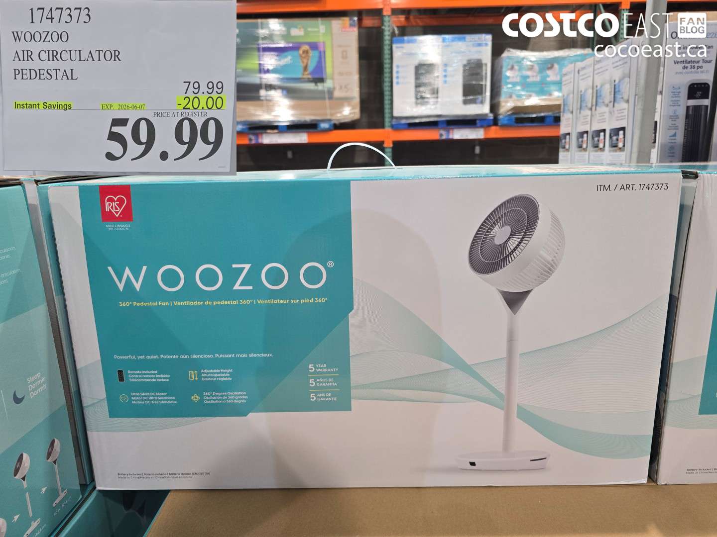 1747373 WOOZOO AIR CIRCULATOR PEDESTAL ($20.00 INSTANT SAVINGS EXPIRES ON 2026-06-07) $59.99