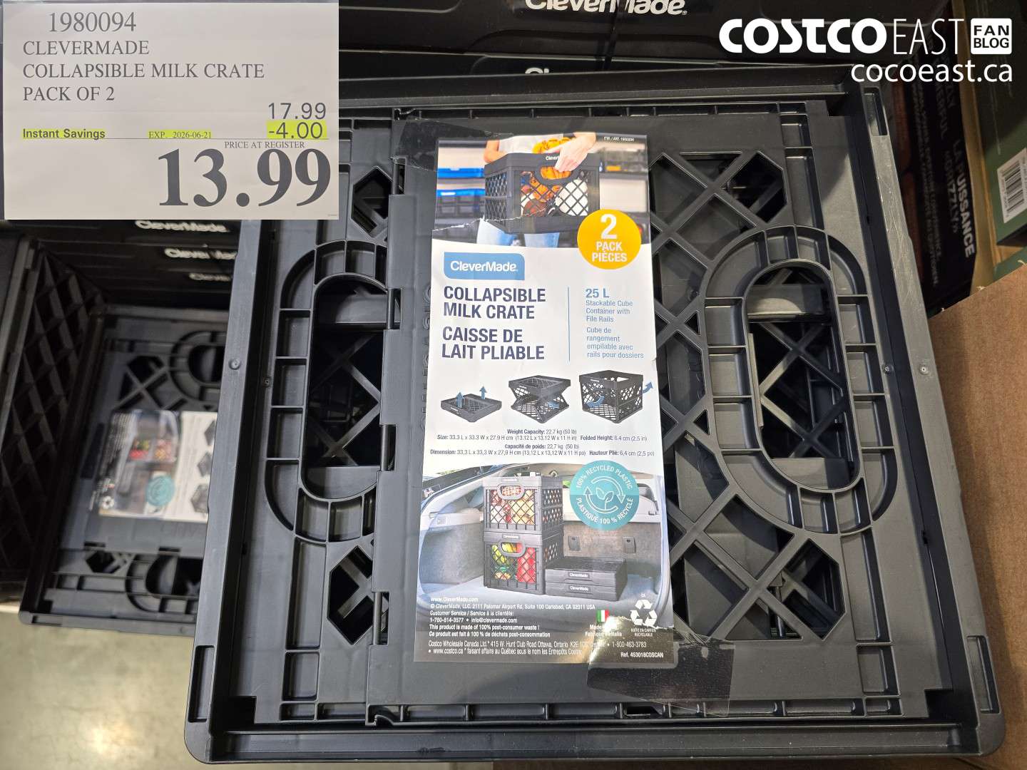CLEVERMADE COLLAPSIBLE MILK CRATE PACK OF 2