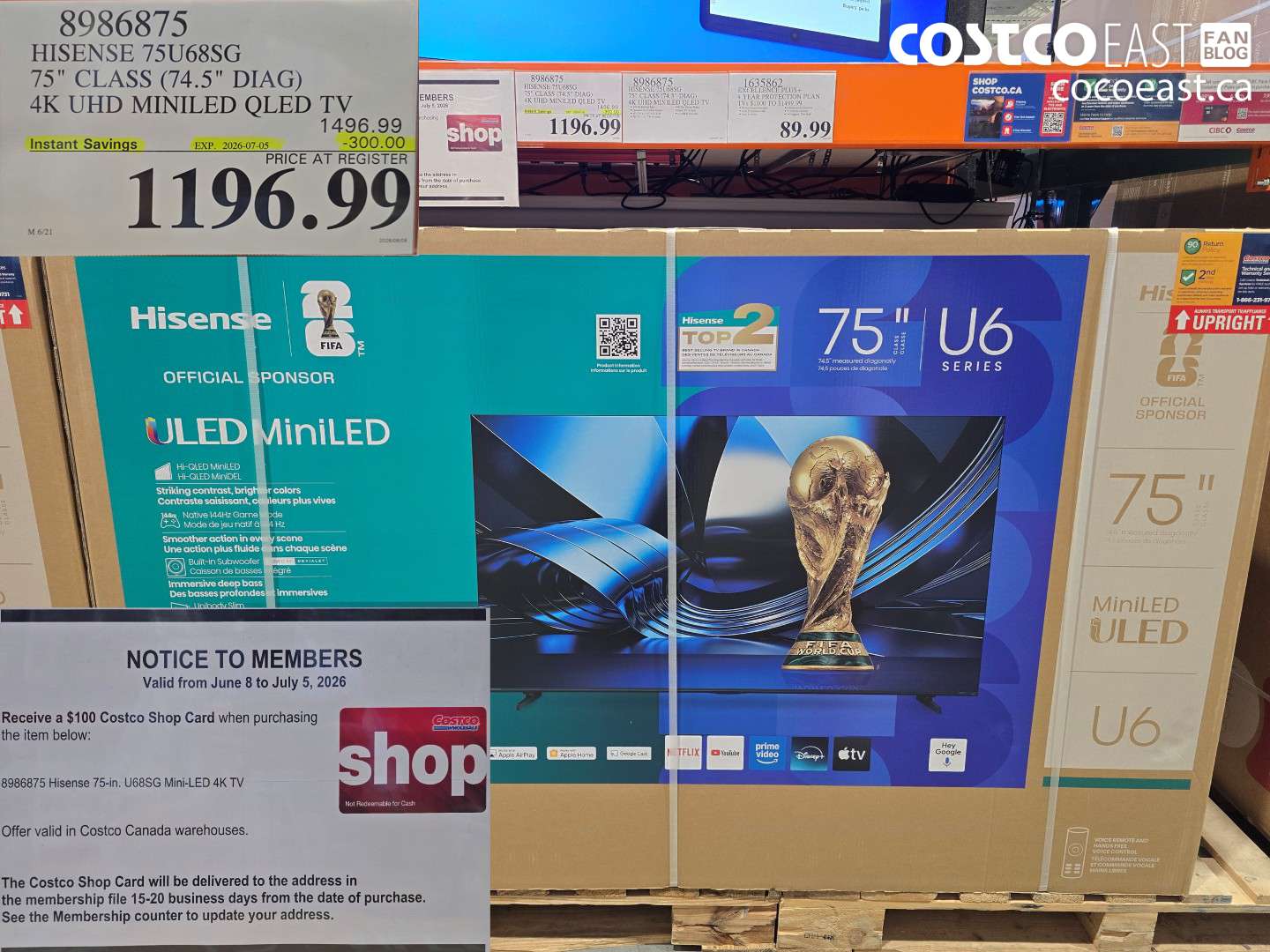 HISENSE 75U68SG 75" CLASS (74.5" DIAG) 4K UHD MINILED QLED TV