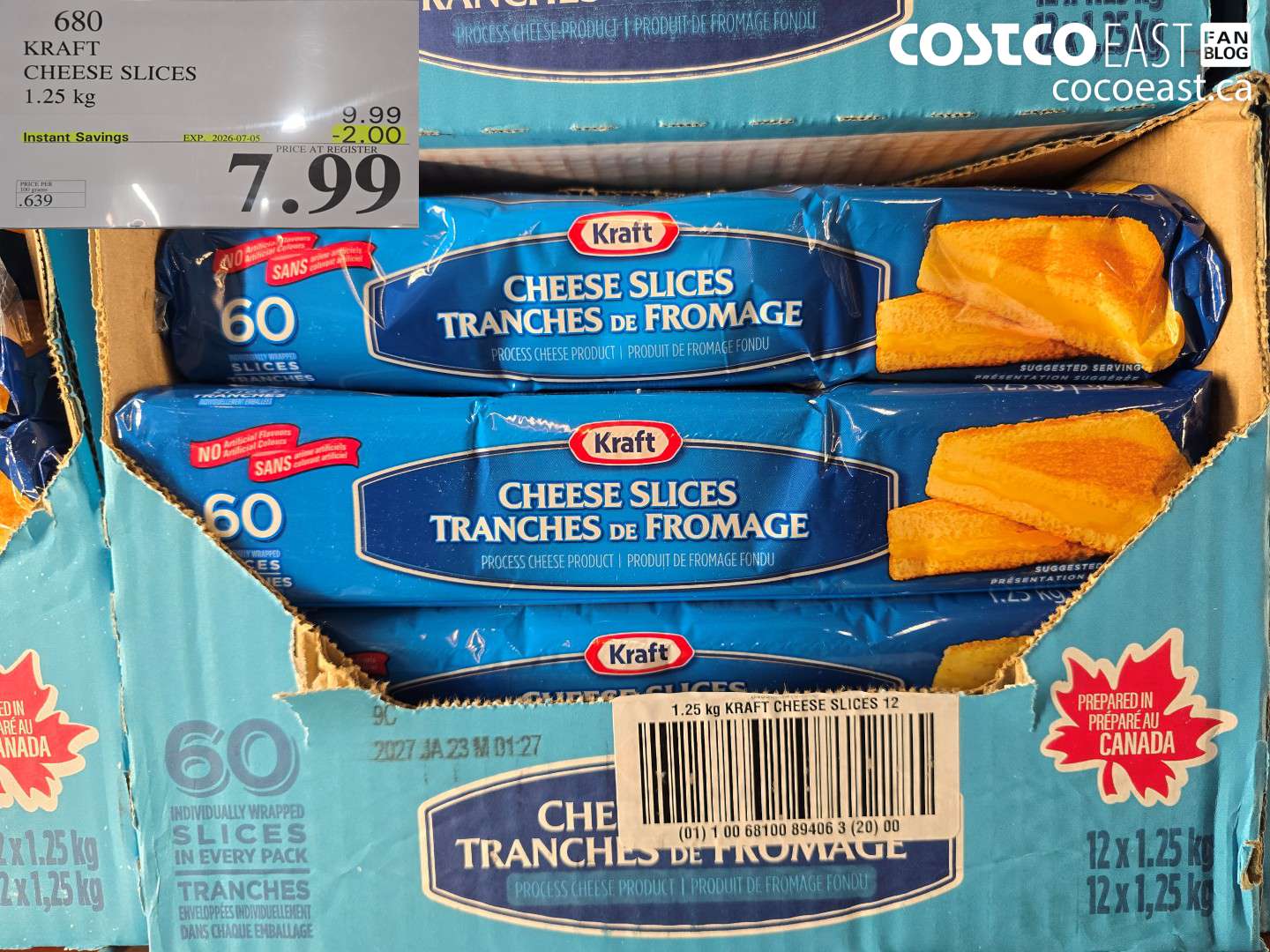 KRAFT CHEESE SLICES 1.25 KG