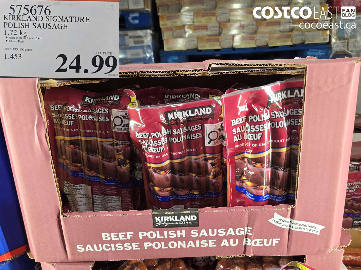 KIRKLAND SIGNATURE POLISH SAUSAGE 1.72 KG