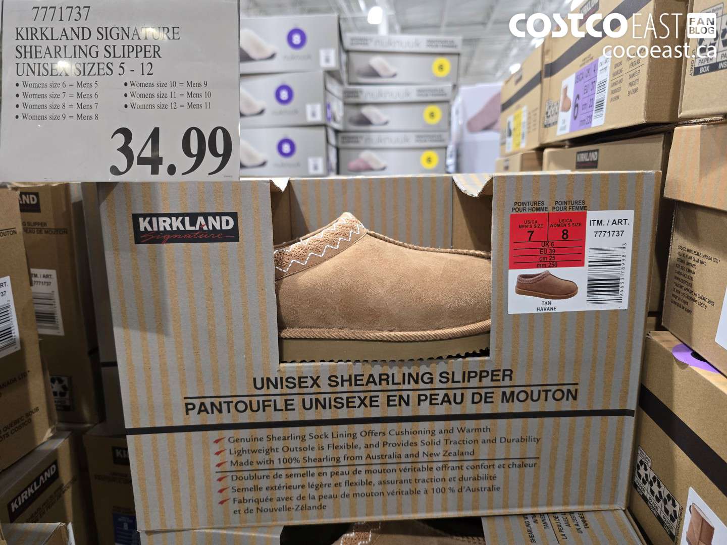 KIRKLAND SIGNATURE SHEARLING SLIPPER UNISEX SIZES 5 - 12