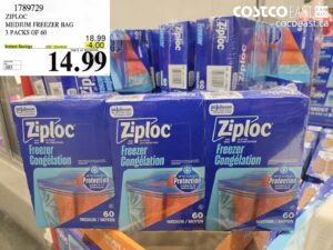 ZIPLOC MEDIUM FREEZER BAG 3 PACKS OF 60