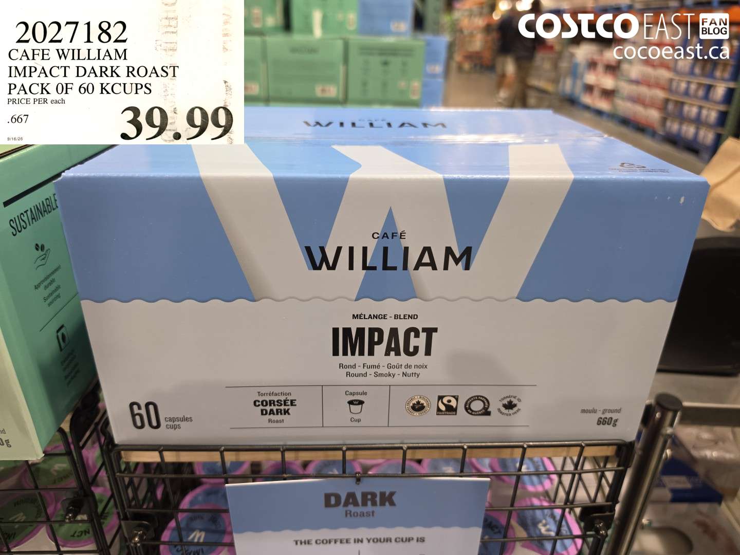CAFE WILLIAM IMPACT DARK ROAST PACK OF 60 KCUPS