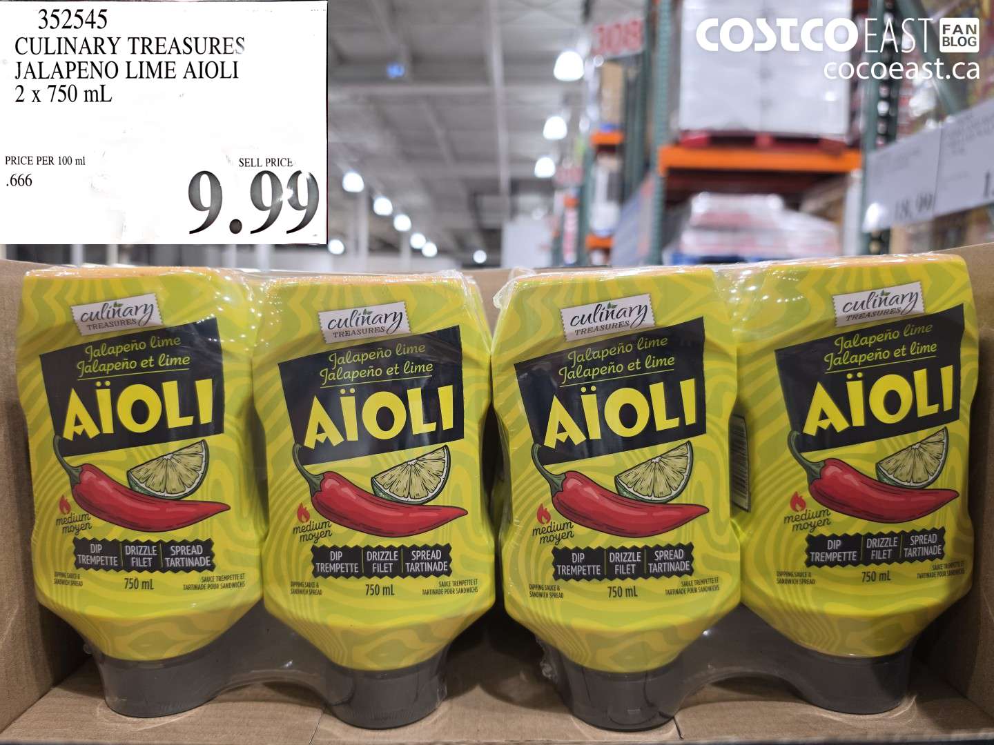 CULINARY TREASURES JALAPENO LIME AIOLI 2 X 750 ML