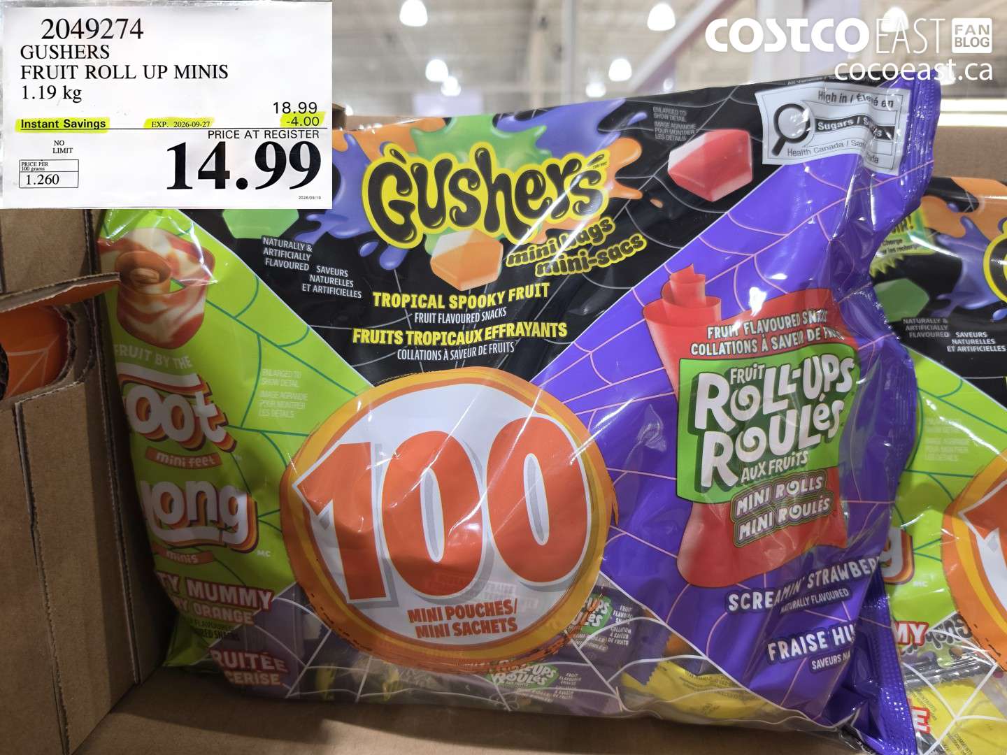 GUSHERS FRUIT ROLL UP MINIS 1.19 KG