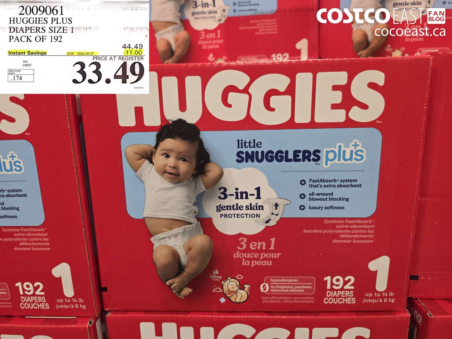 HUGGIES PLUS DIAPERS SIZE 1 PACK OF 192