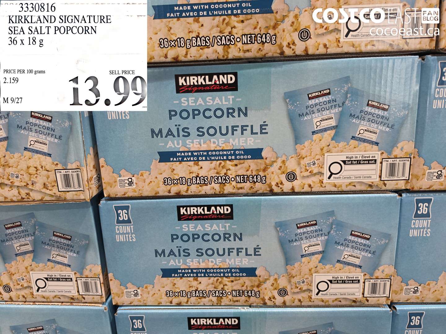 KIRKLAND SIGNATURE SEA SALT POPCORN 36 X 18 G