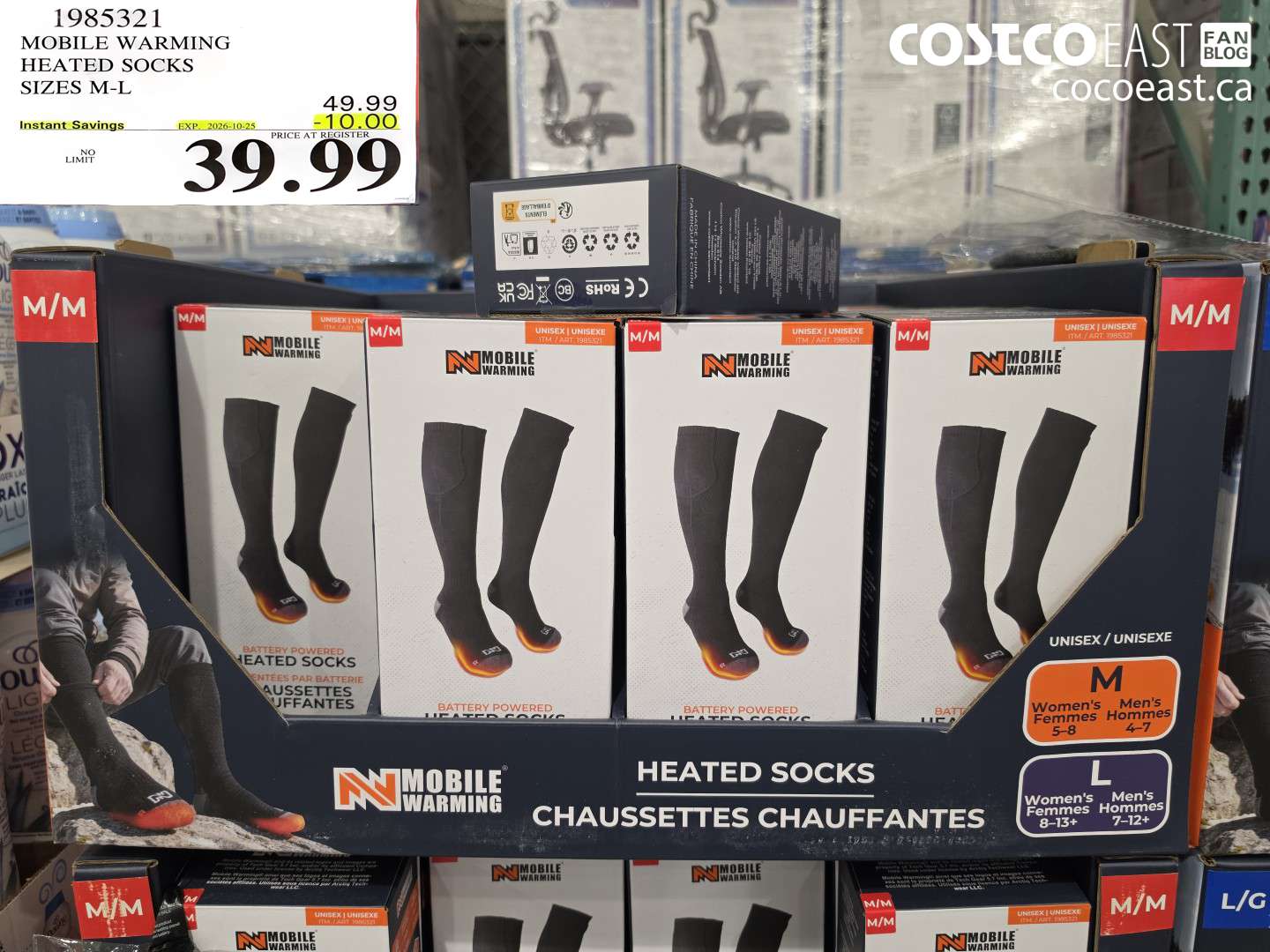 MOBILE WARMING HEATED SOCKS SIZES M-L