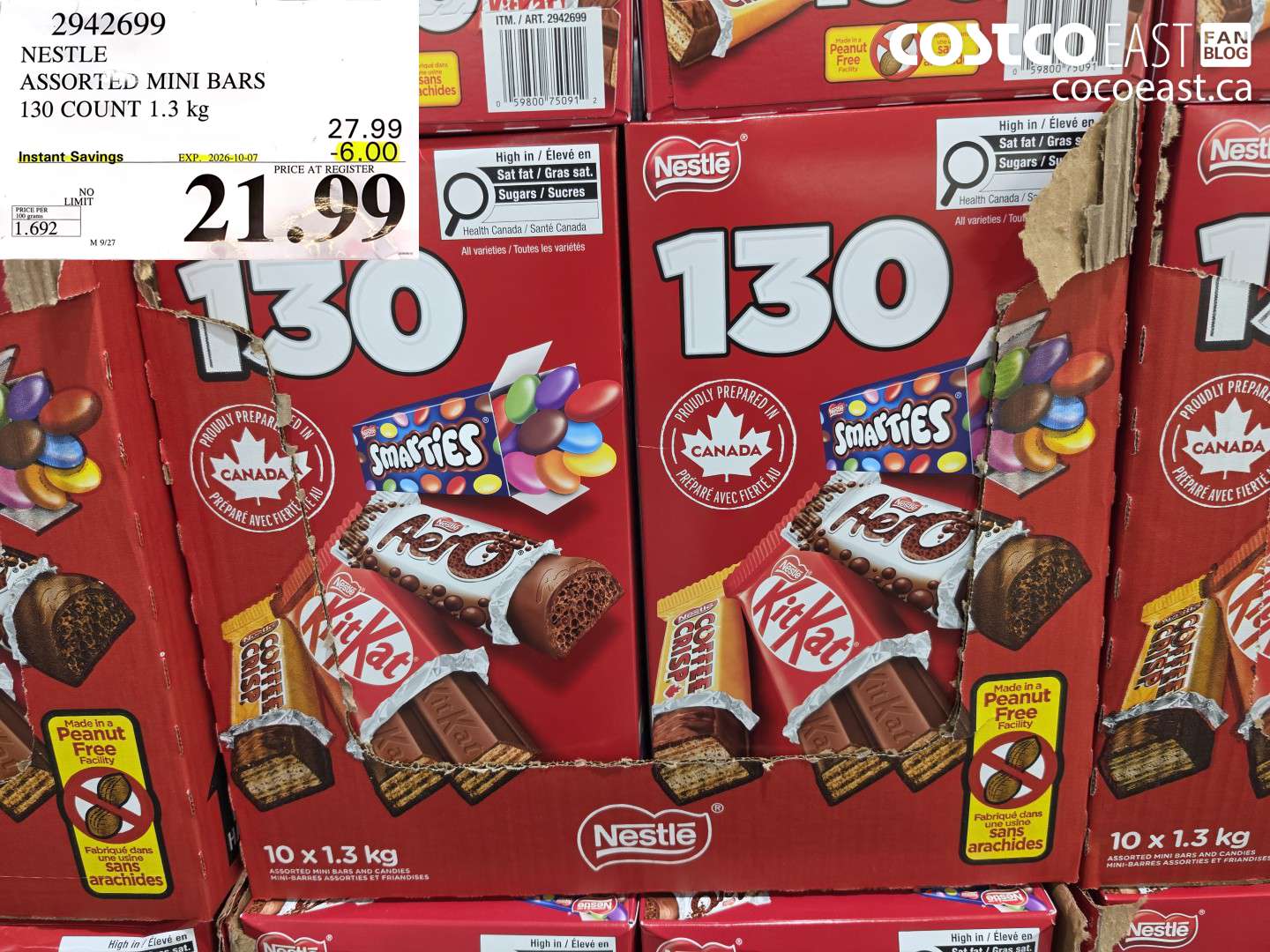 NESTLE ASSORTED MINI BARS 130 COUNT 1.3 KG