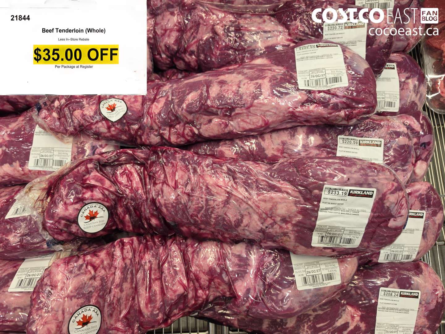 21844 BEEF TENDERLOIN (WHOLE) ($35.00 INSTANT SAVINGS)