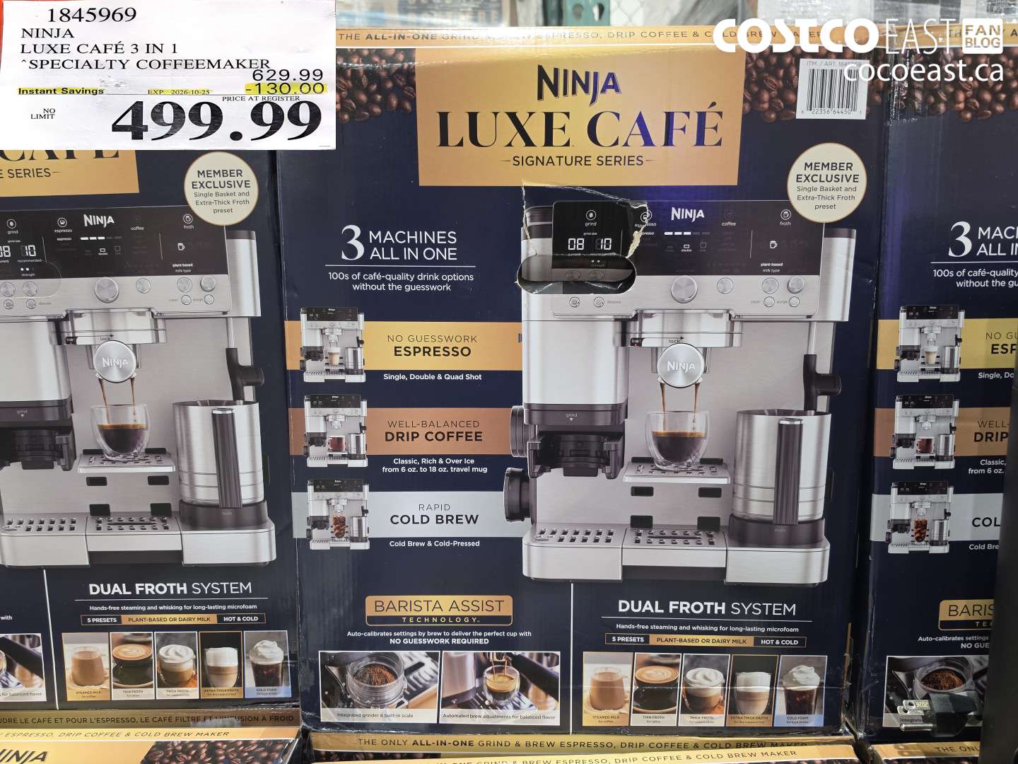 1845969 NINJA LUXE CAFÉ 3 IN 1 SPECIALTY COFFEEMAKER ($130.00 INSTANT SAVINGS EXPIRES ON 2026-10-25) $499.99