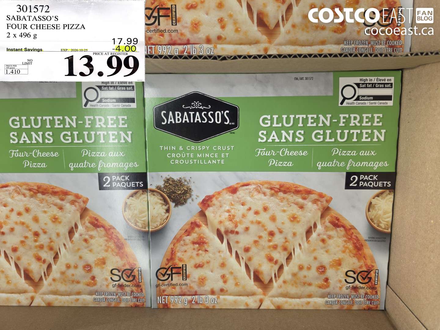 SABATASSO'S FOUR CHEESE PIZZA 2 X 496 G