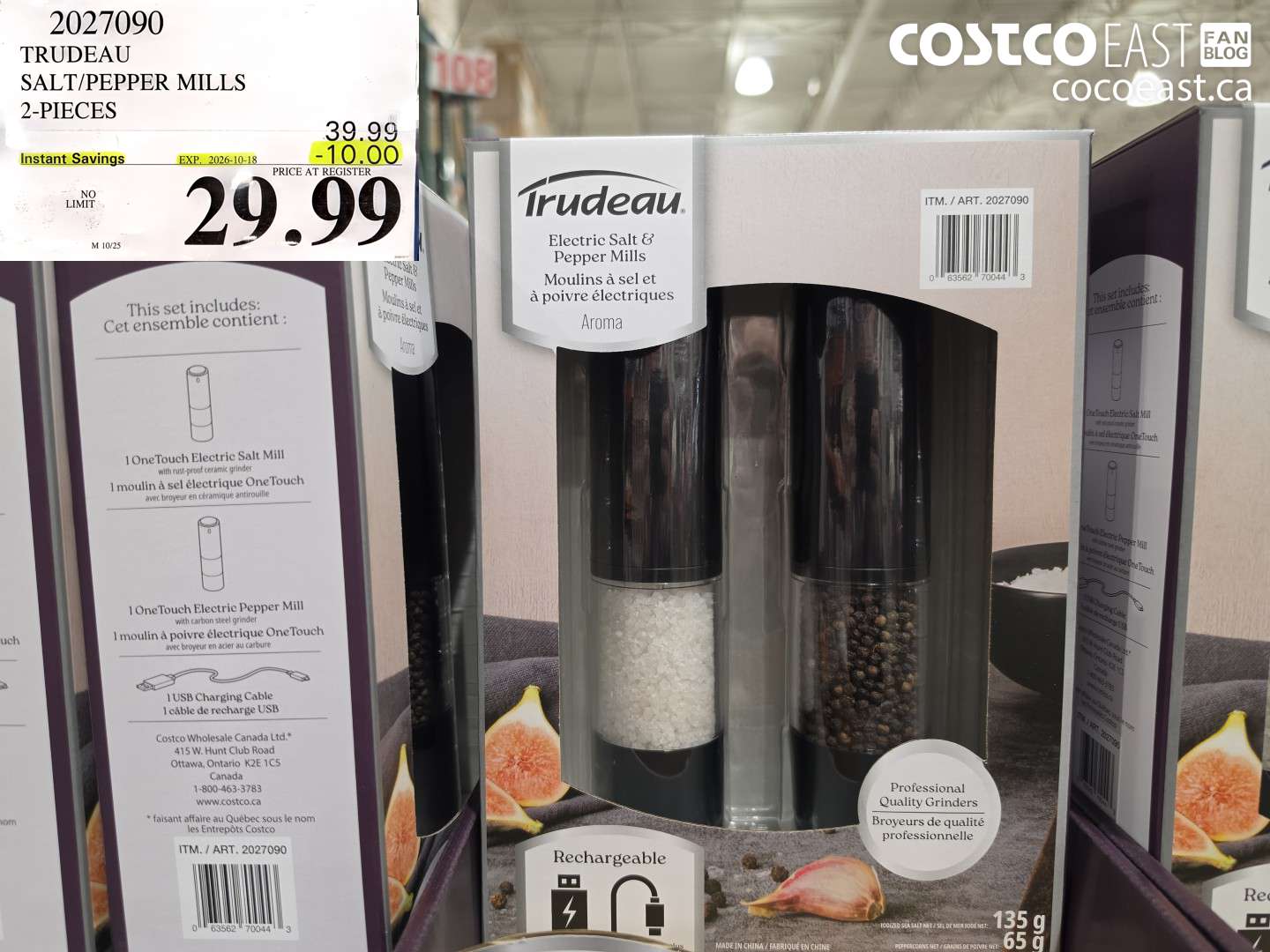 TRUDEAU SALT/PEPPER MILLS 2-PIECES